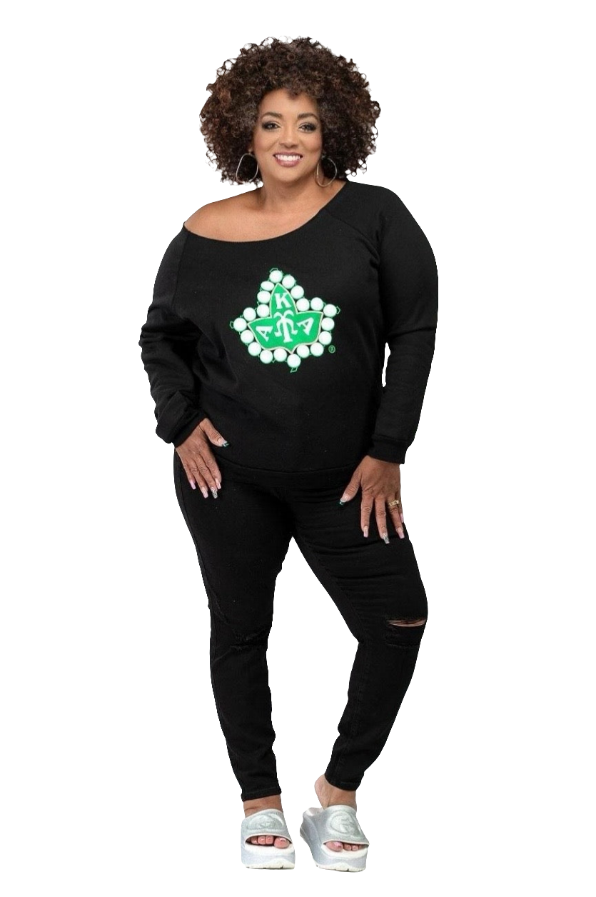 AKA® Off The Shoulder Ivy Sweatshirt | Black