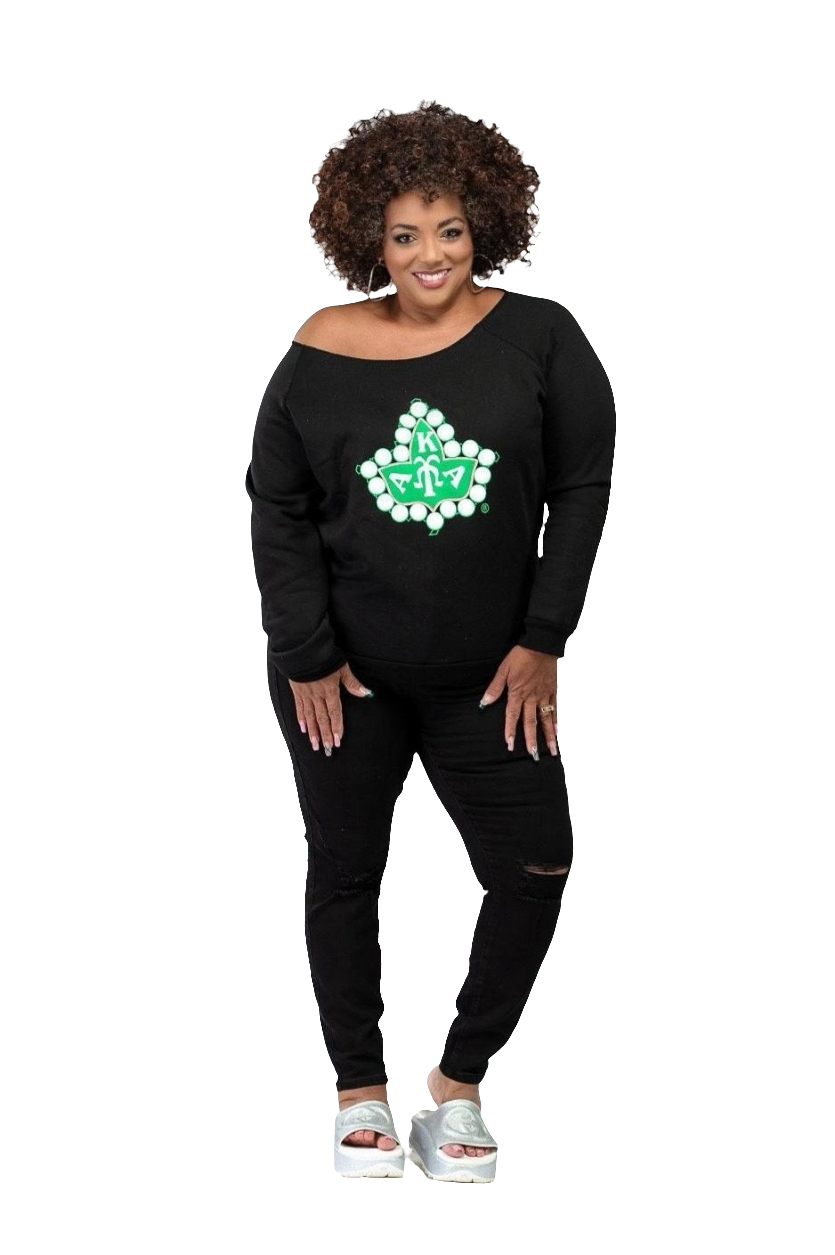 AKA® Off The Shoulder Ivy Sweatshirt | Black